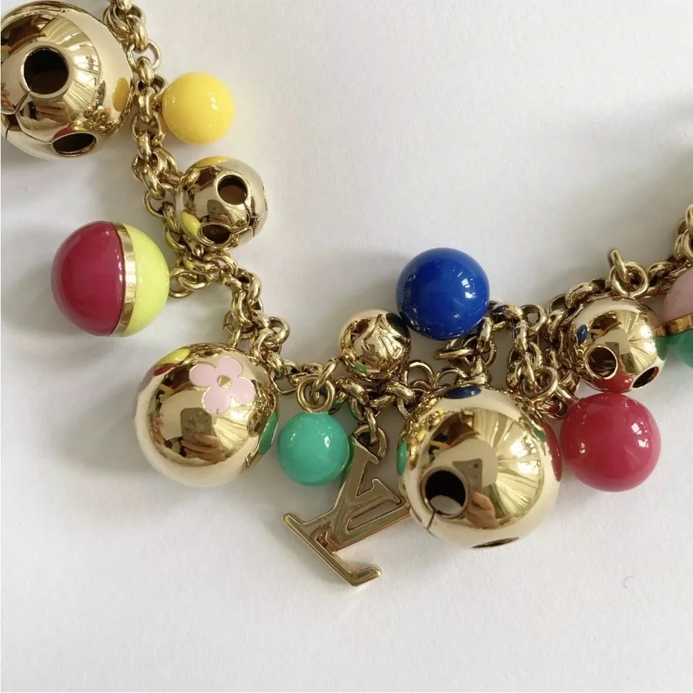 LOUIS VUITTON RARE Grelots Multicolor Gold Bag Charm Keychain Key Ring - Picture 10 of 11